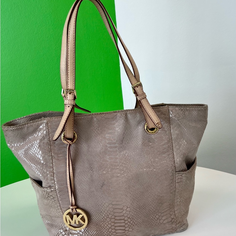 Michael Kors Tote with Embossed Texture and Gold Charm